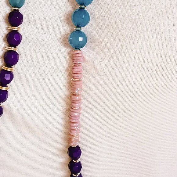 Chico's Chania Long Beaded Necklace 40" Multicolor Silver Tone New - Picture 3 of 10